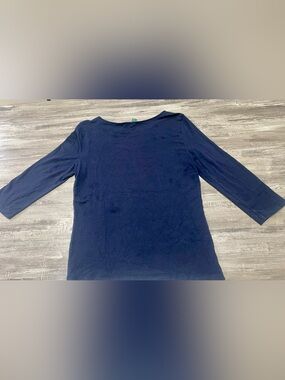 Lauren Ralph Lauren Navy 3/4 Sleeve Boatneck Top